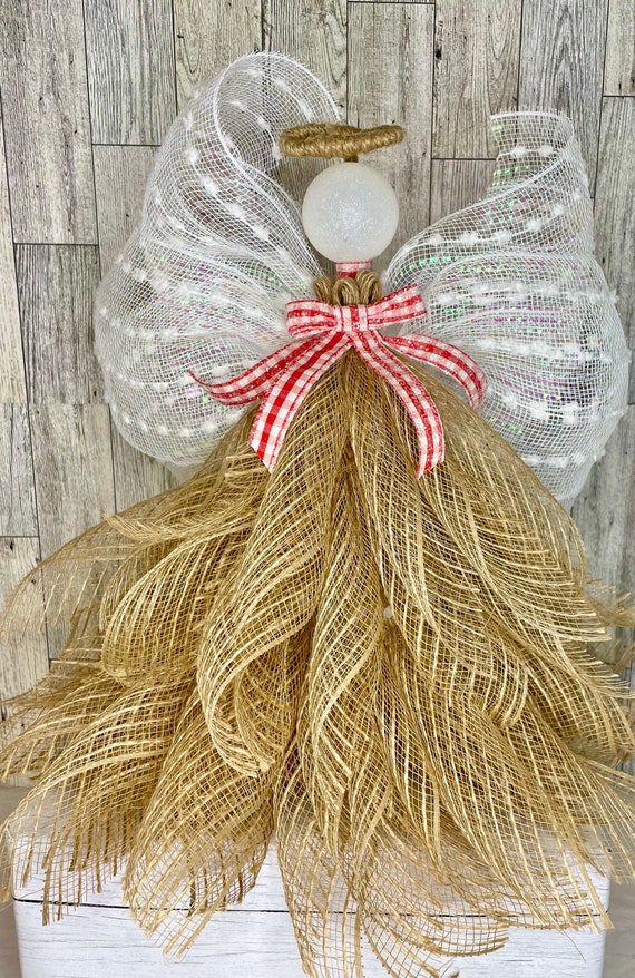 burlap angel wings