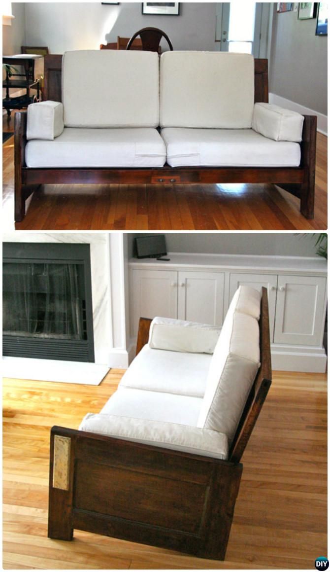 repurposed door sofa