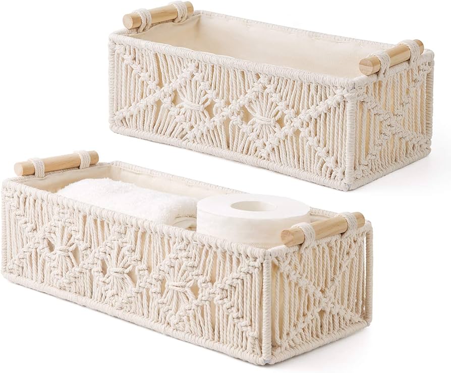 boho macrame storage basket