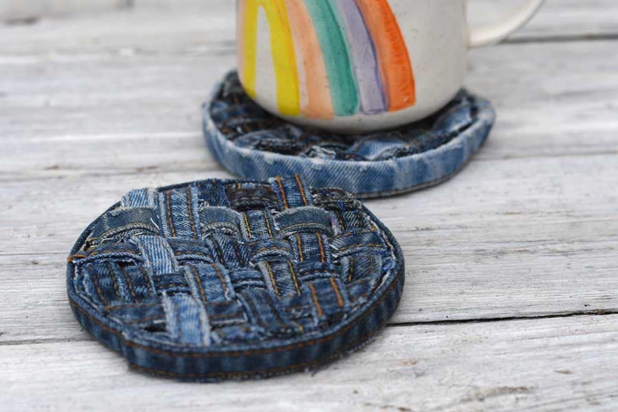 denim cork coasters