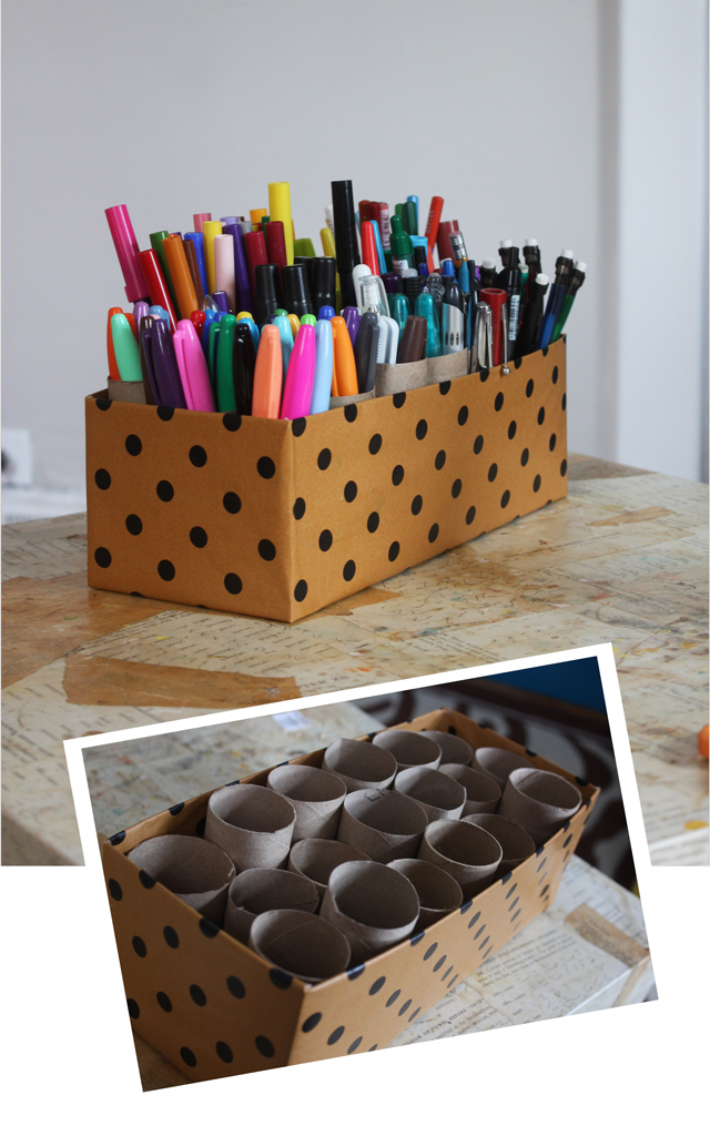 cardboard tube utensil organizer