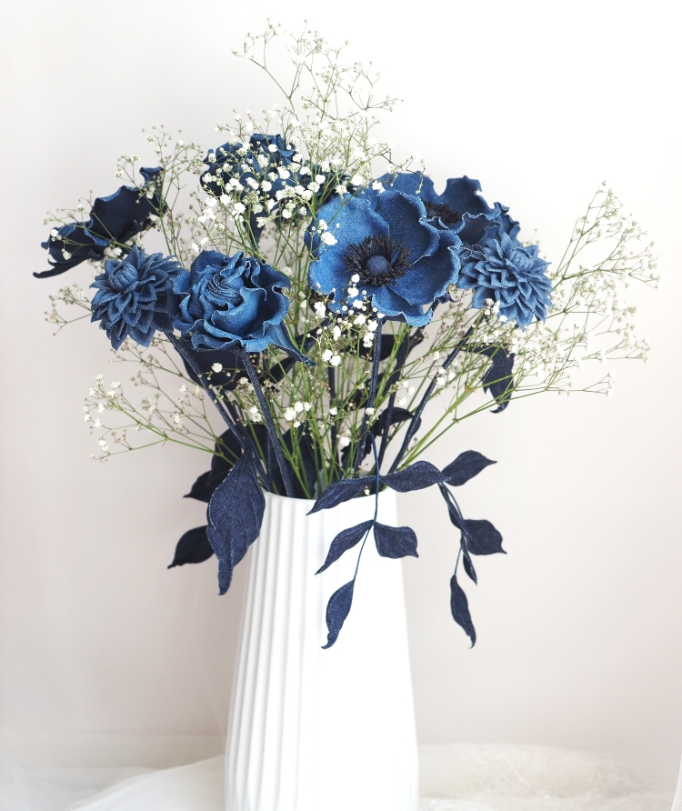 denim flower centerpiece