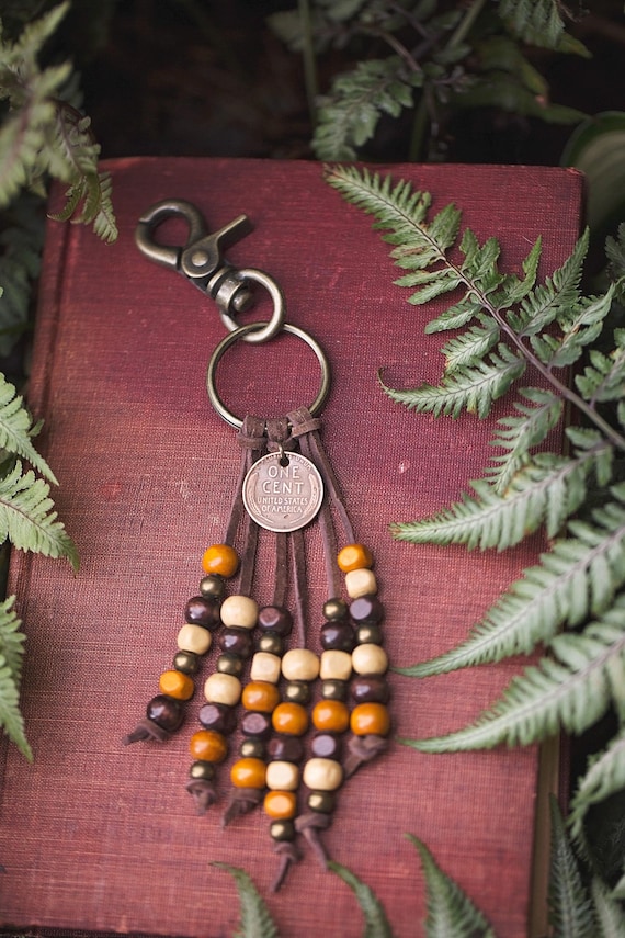 beaded boho keychain