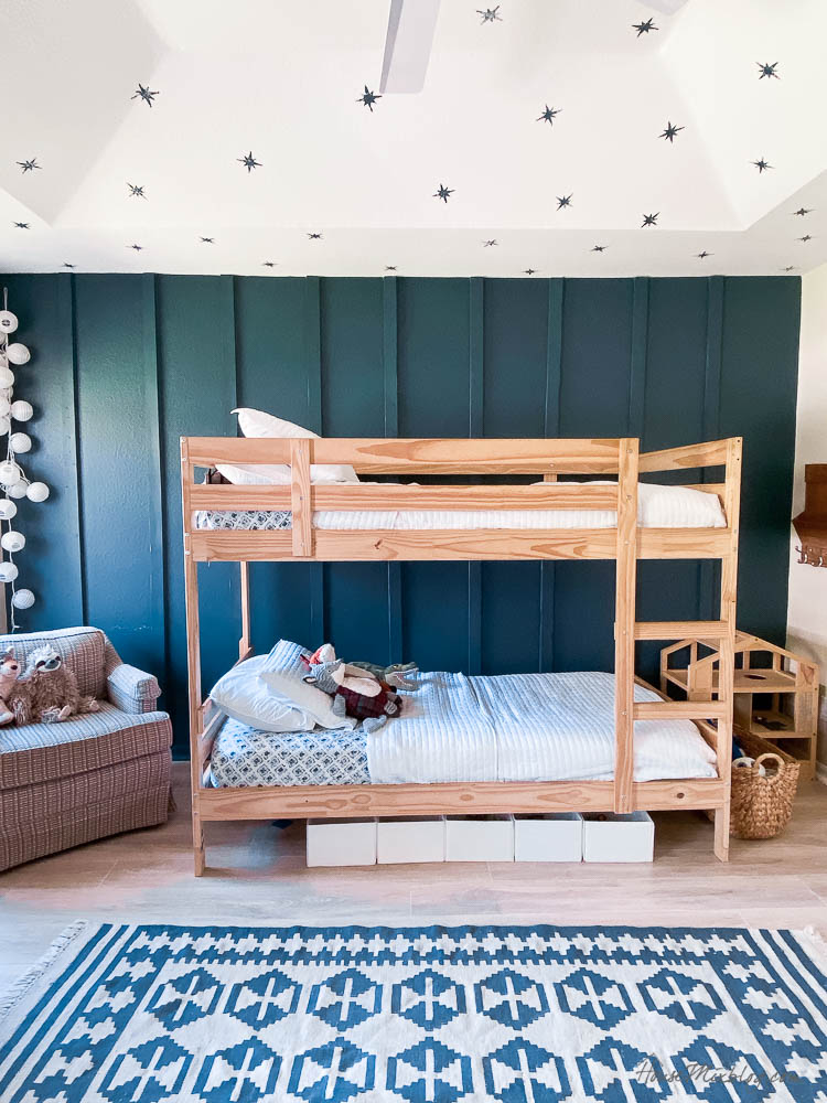 corkboard wall in child bedroom