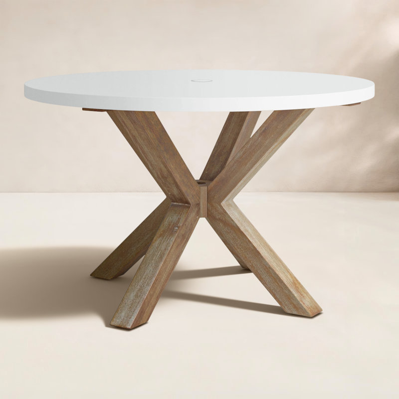 wooden side table eucalyptus branches porch