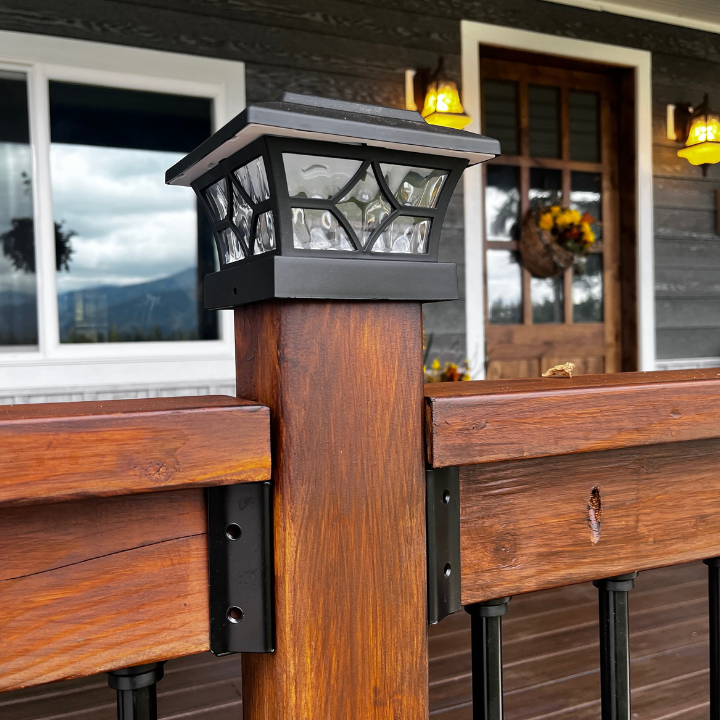 tin cans attached to porch railing