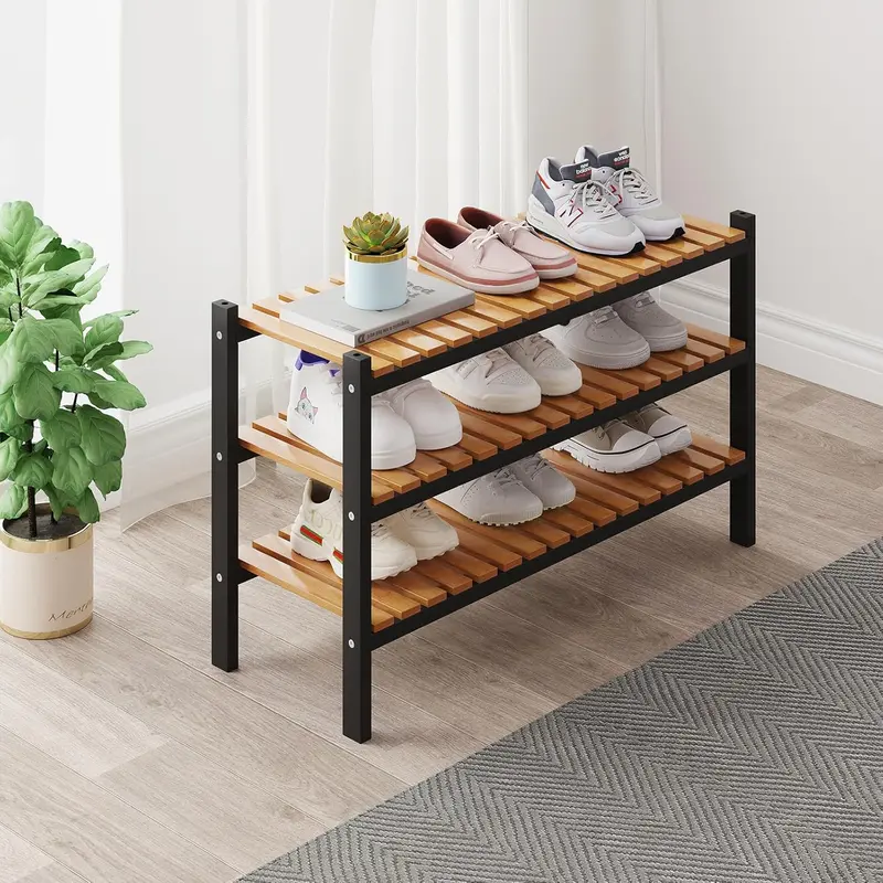 upcycled wooden crates tiered shoe organizer entryway