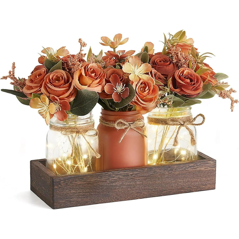 styled glass jar centerpiece table