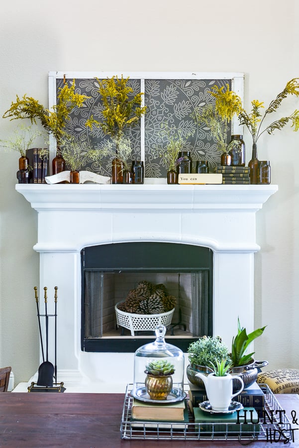 glass jar fireplace decor