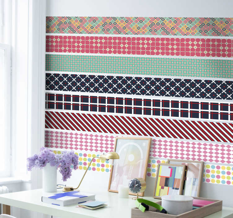 washi tape striped wall border