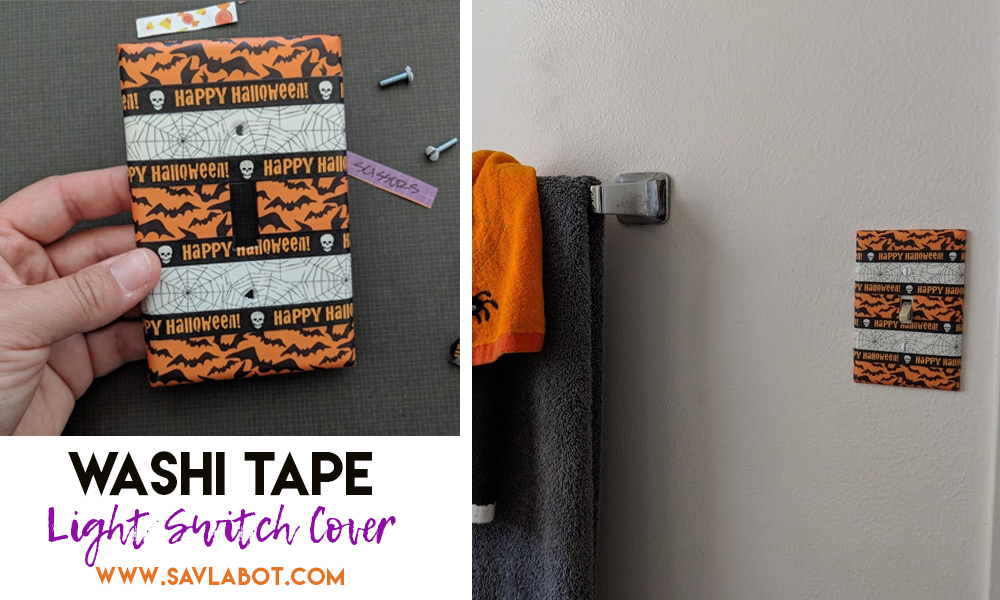 washi tape covered light switch plate
