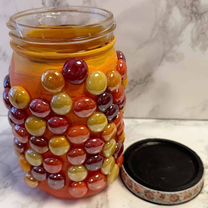glass jar lids and edges with washi tape