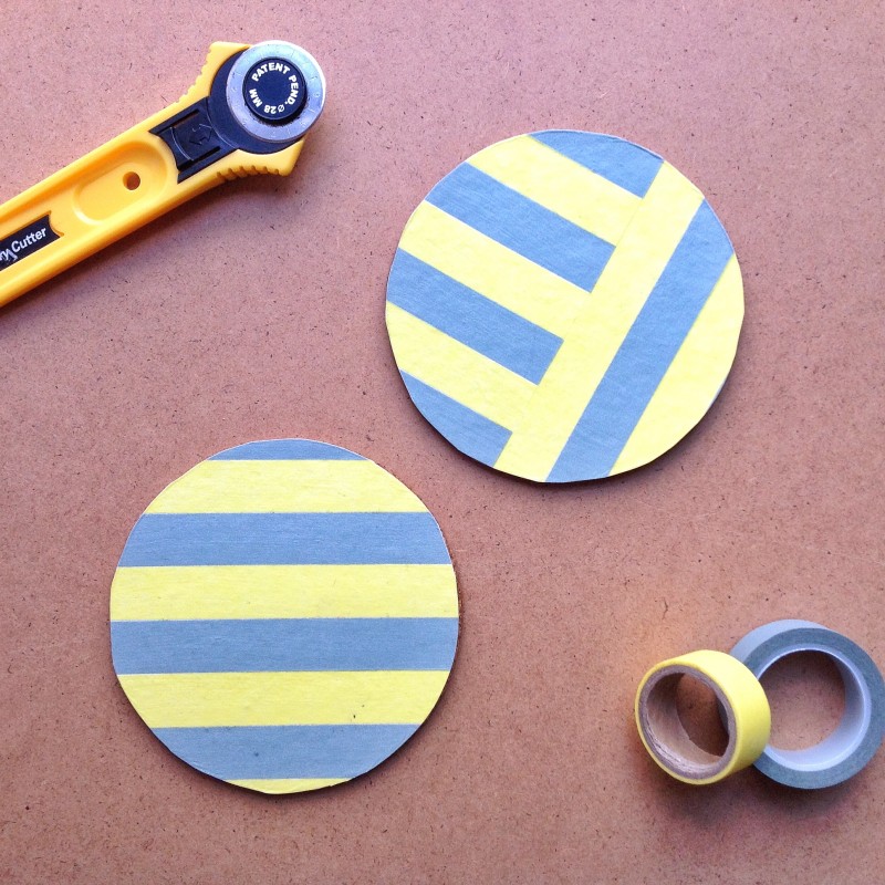 washi tape covered wooden coasters