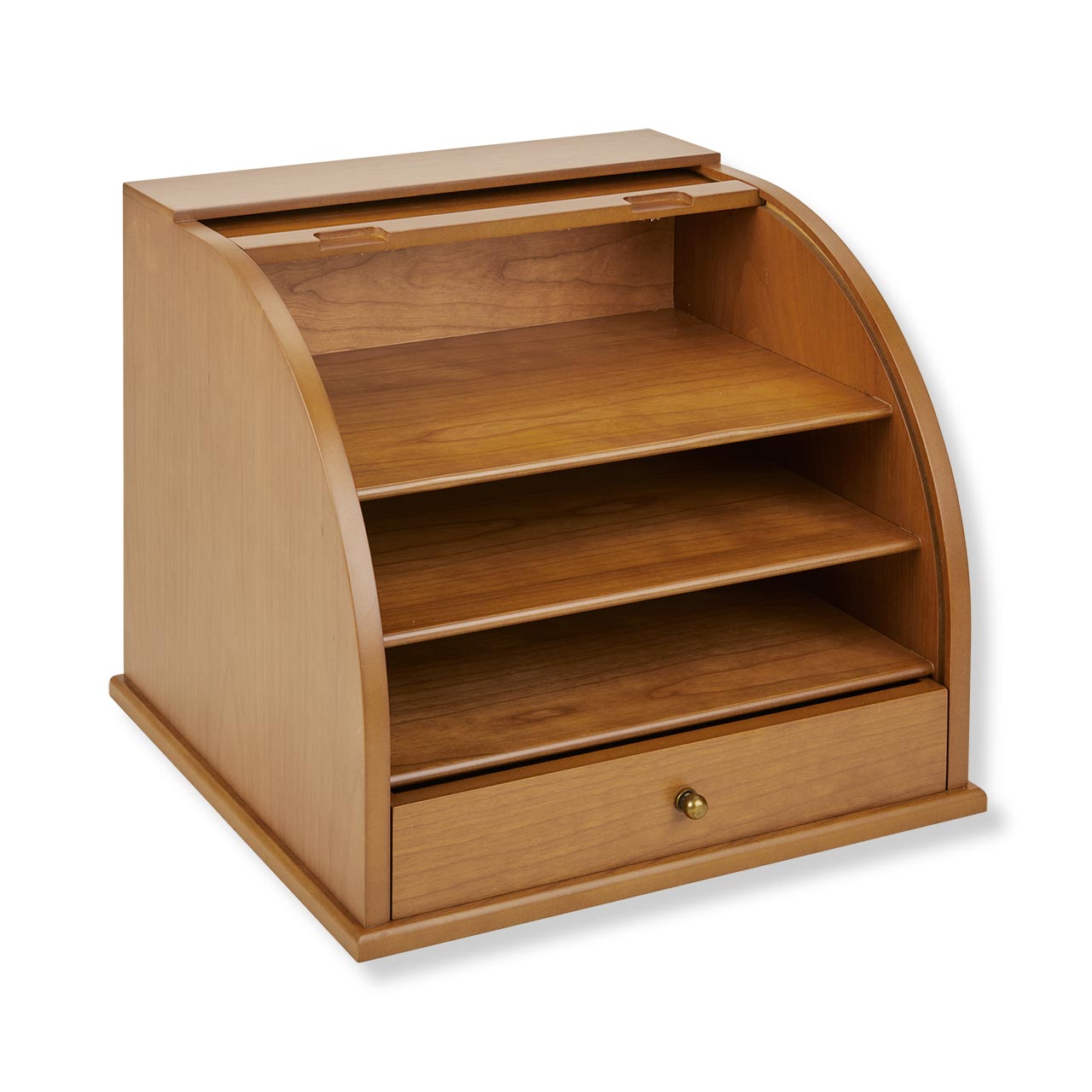 old drawer used as desk organizer with pens and papers