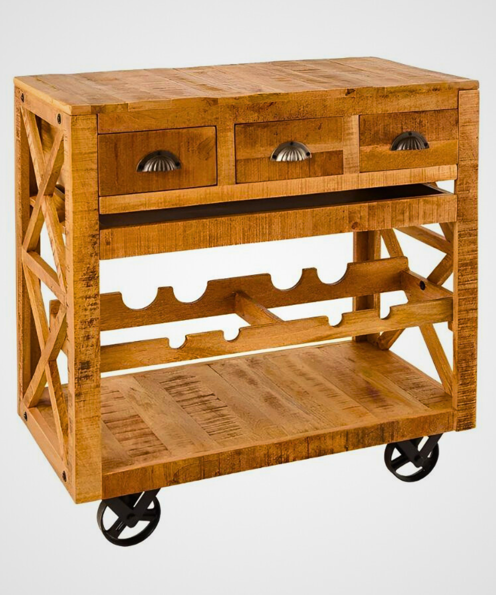 drawer wine rack holding several bottles
