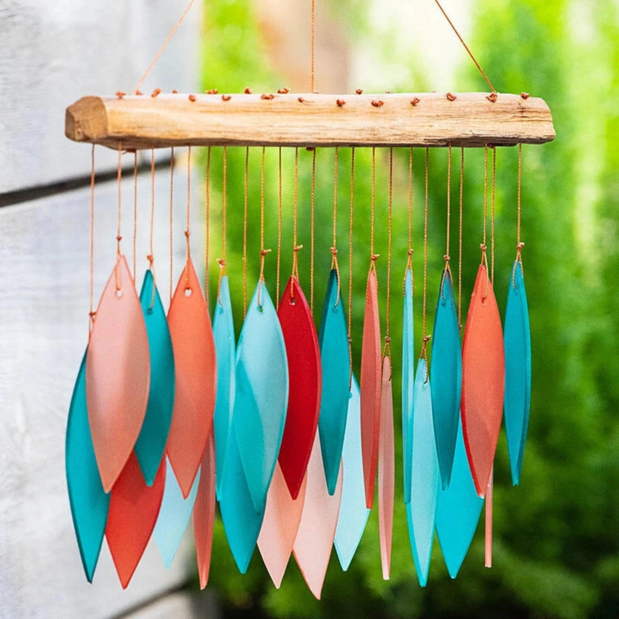 driftwood wind chimes garden display