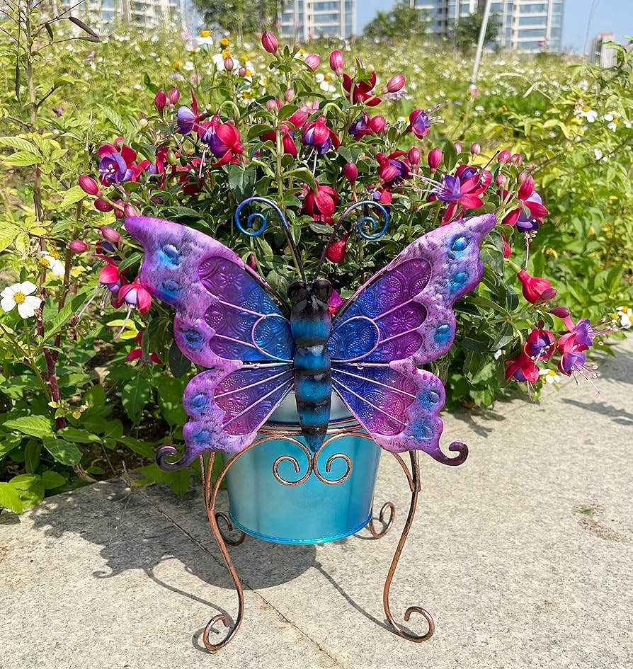 butterfly friendly flower pots on patio