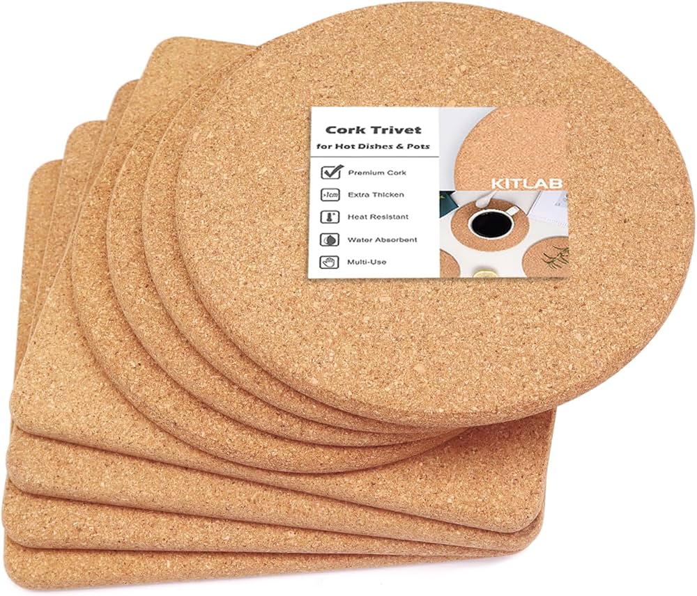 cork trivet with hot pan