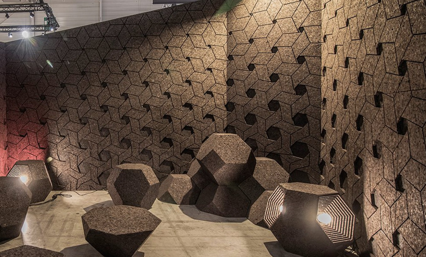 cork wall art geometric pattern