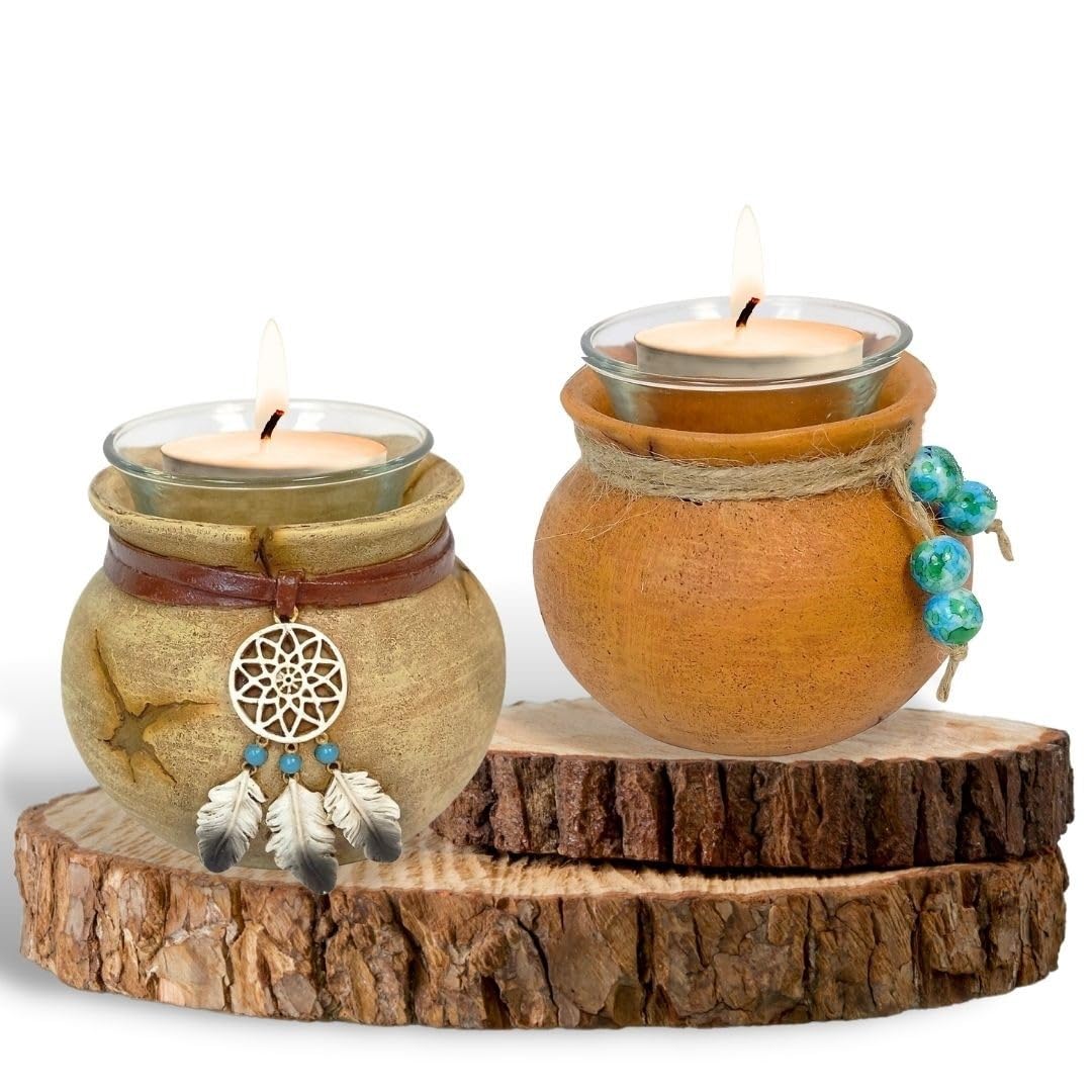 cork candle holders with lit candles