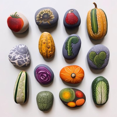 numbered painted rocks plant markers