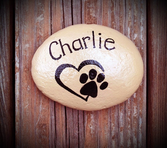 paw print painted rocks memorial