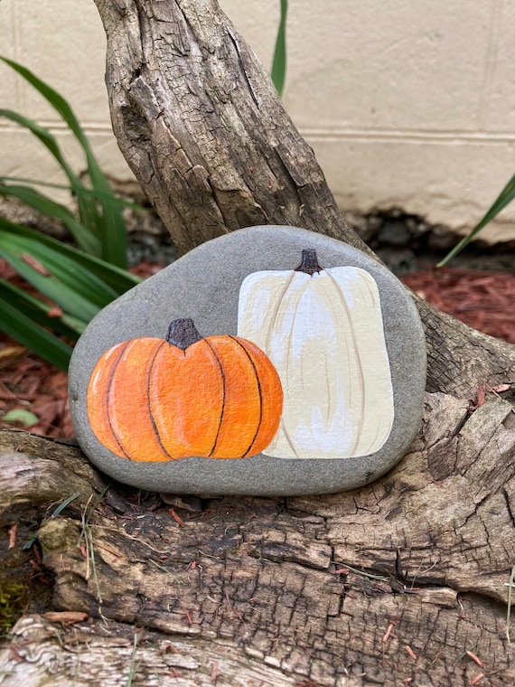 pumpkin painted rocks fall decor