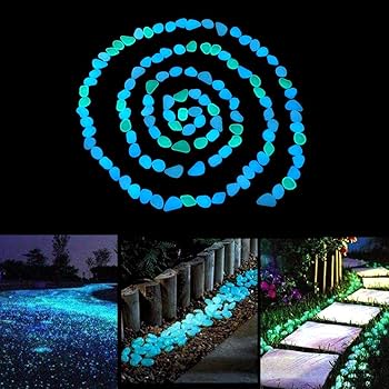 glow painted rocks garden path