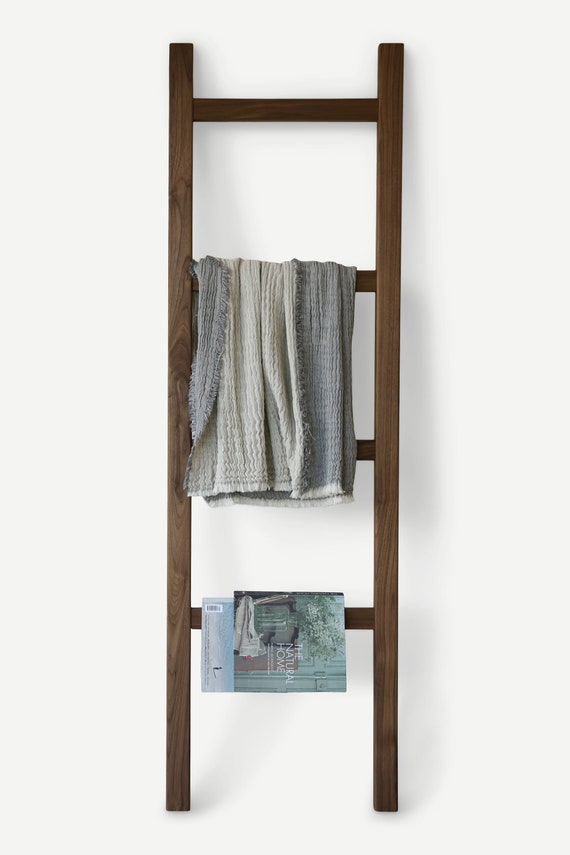 wooden ladder towel rack bathroom