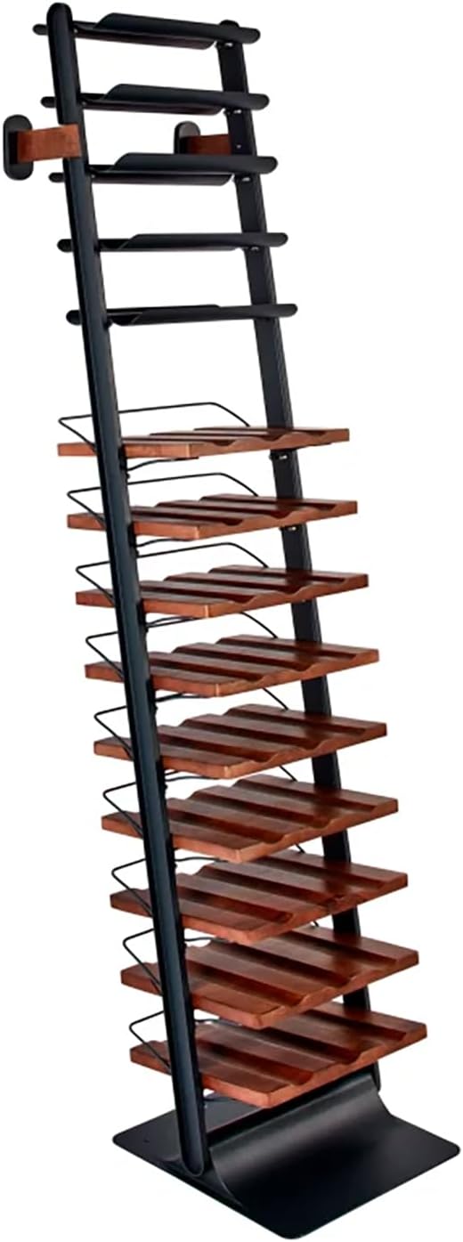 wooden ladder wine bottle display