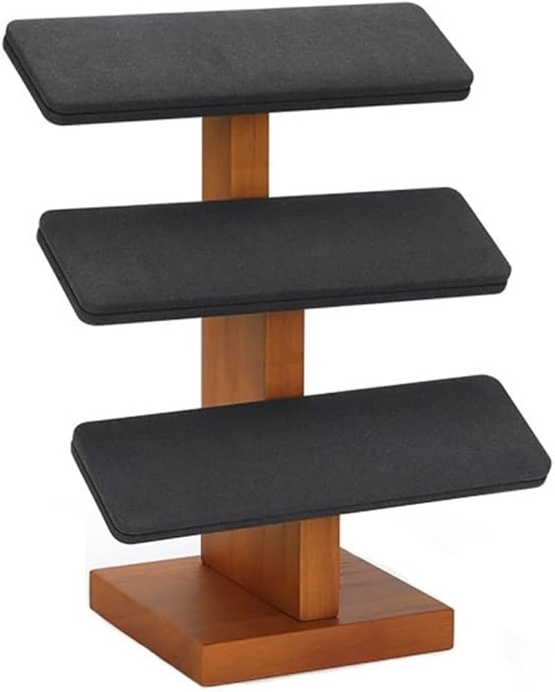 wooden ladder jewelry display with necklaces
