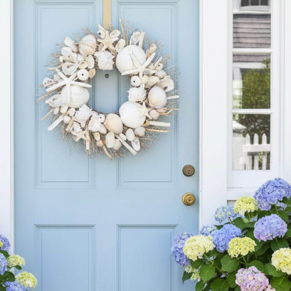 seashell wreath on door