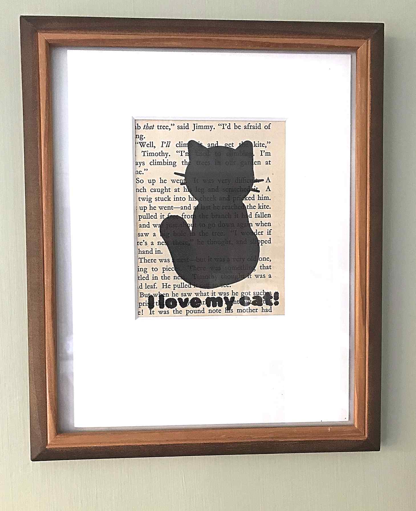 framed old book page art