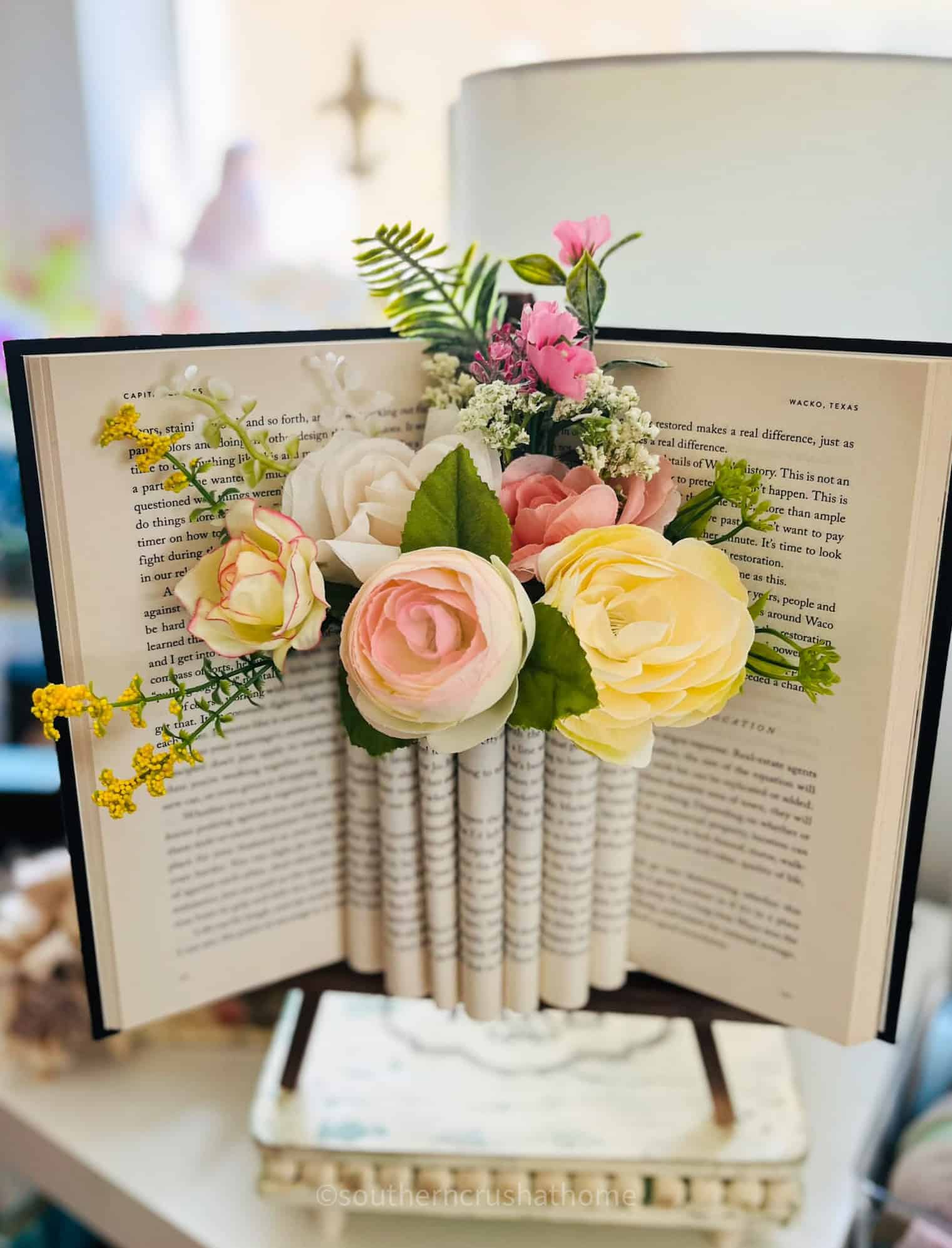 book page flowers in vase