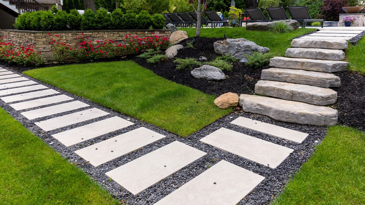 modern concrete grid paver lawn garden path materials