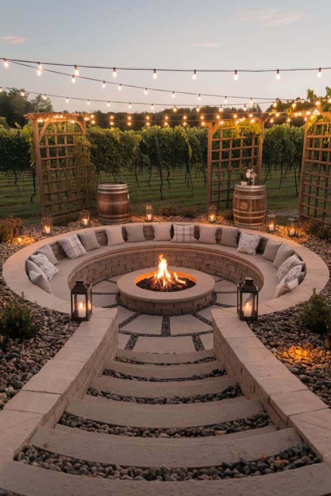 fire pit seating ground lighting