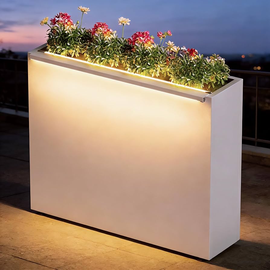 lighted planter box outdoor deck