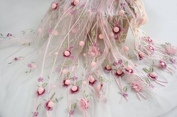 tulle fabric pompom flower