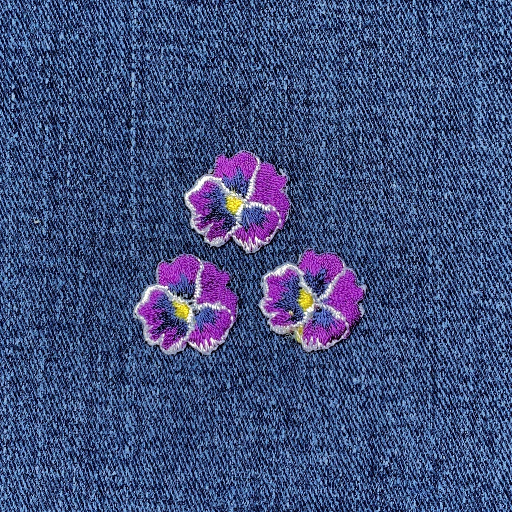 embroidered fabric applique pansy