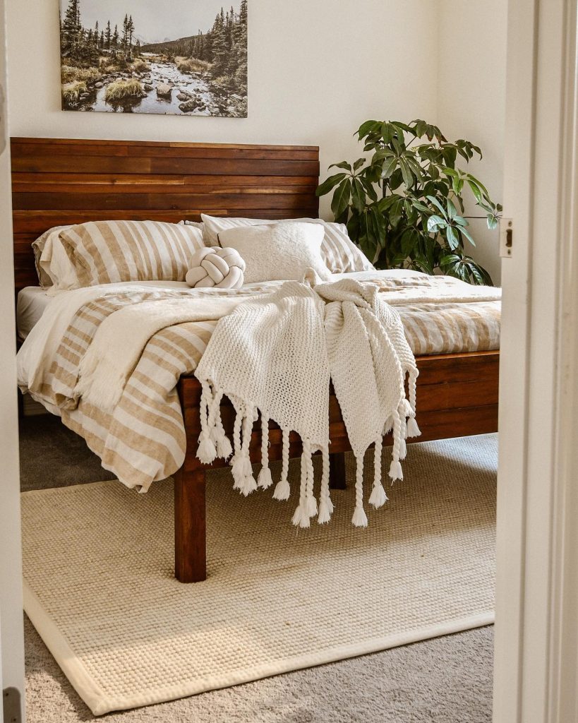 jute rug under bed bedroom