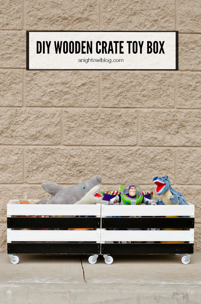 wood crate toy box casters