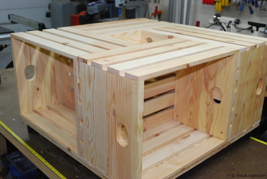 rustic wood crate coffee table