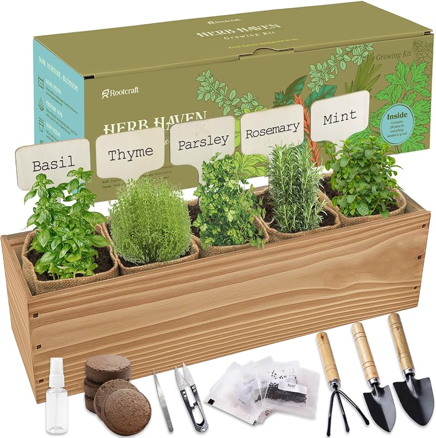 wood crate herb garden planter