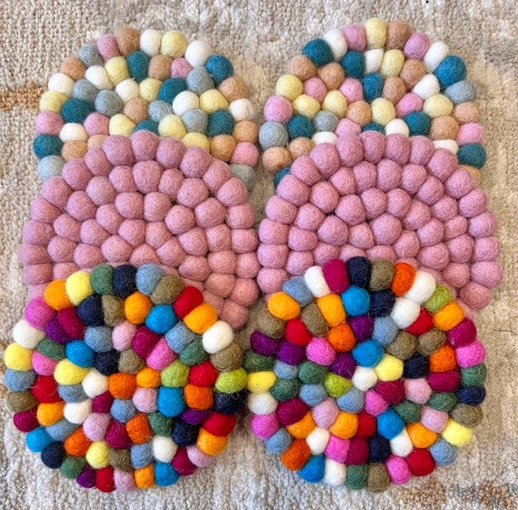 felt ball pom pom coasters
