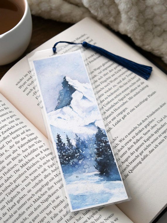 hand painted watercolor bookmark with tassel