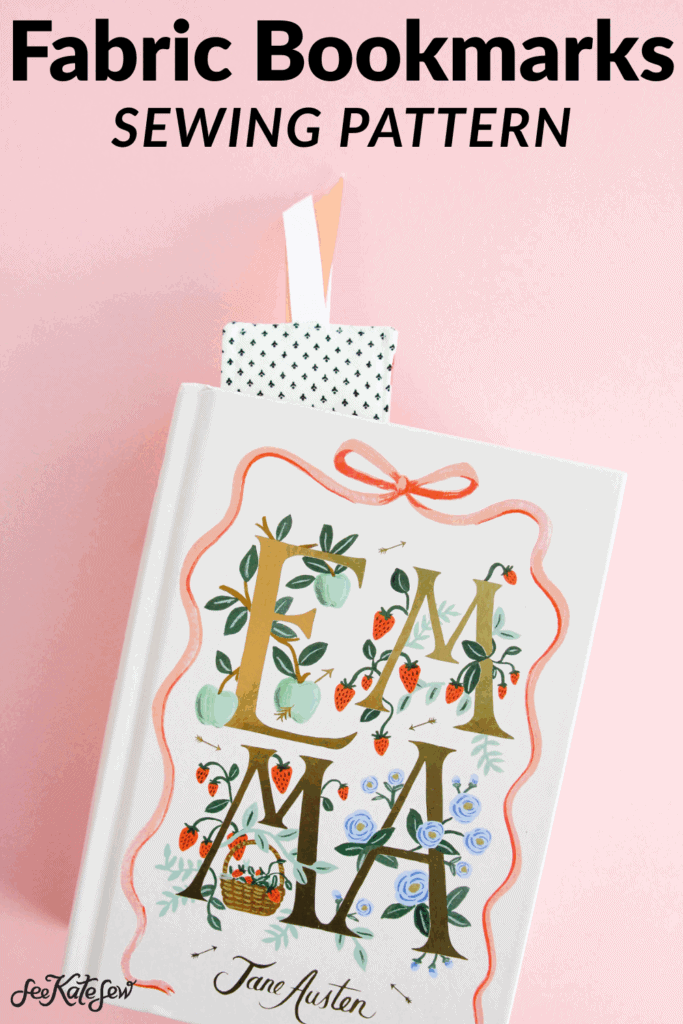 patterned fabric scrap bookmark stitched edges
