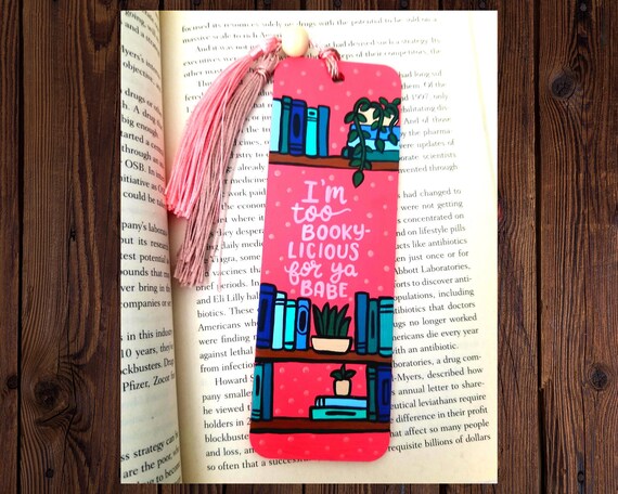painted wooden bookmark with hand lettering