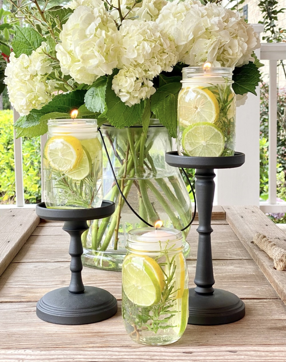 wildflower centerpiece mason jars summer table setting outdoor