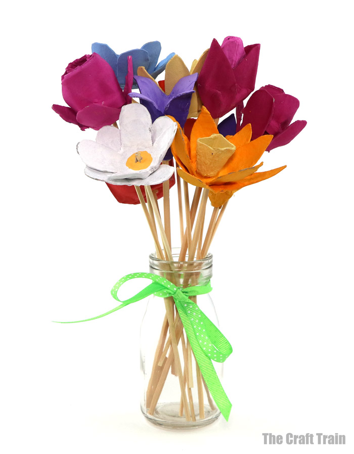 egg carton flower arrangement