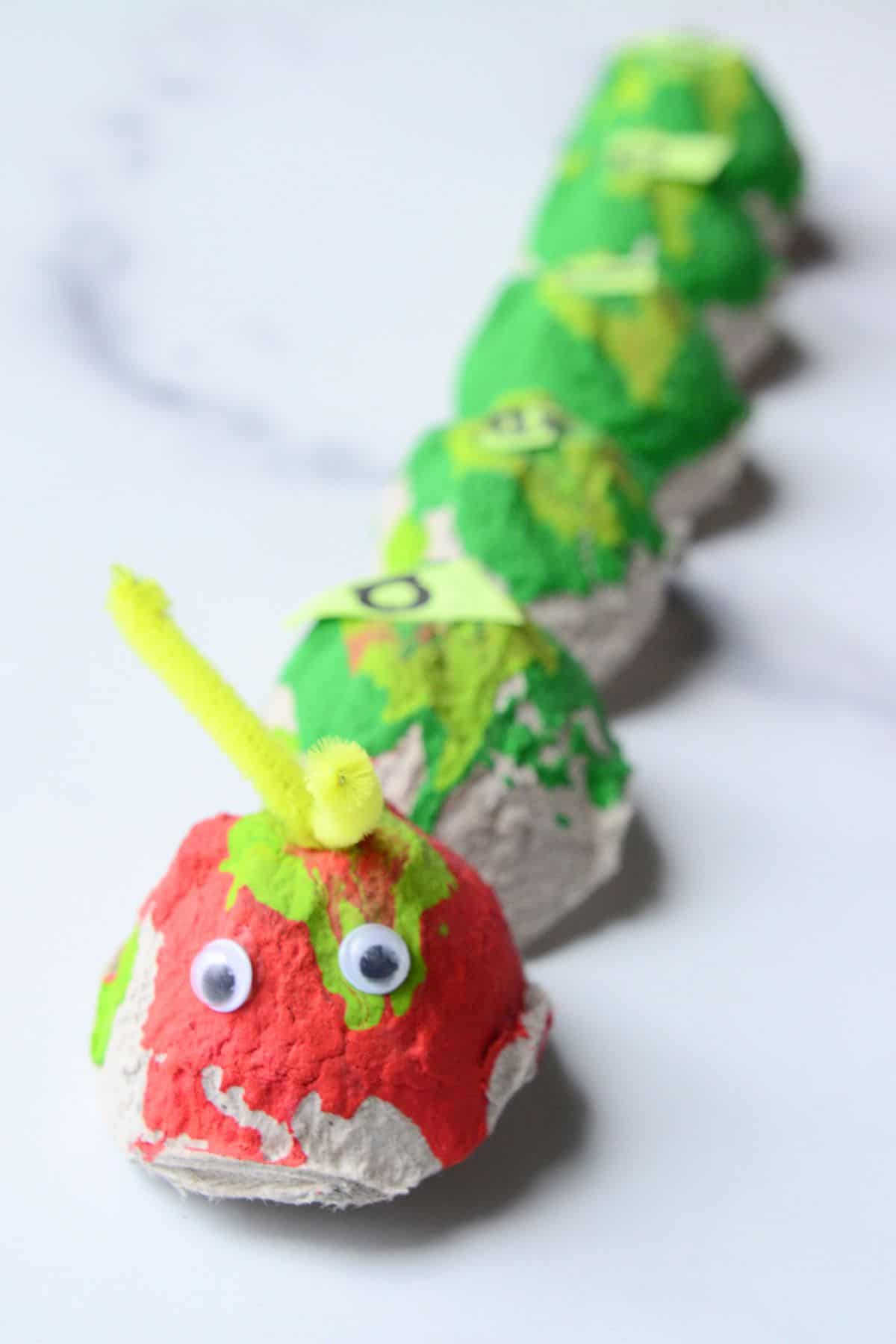egg carton caterpillar craft